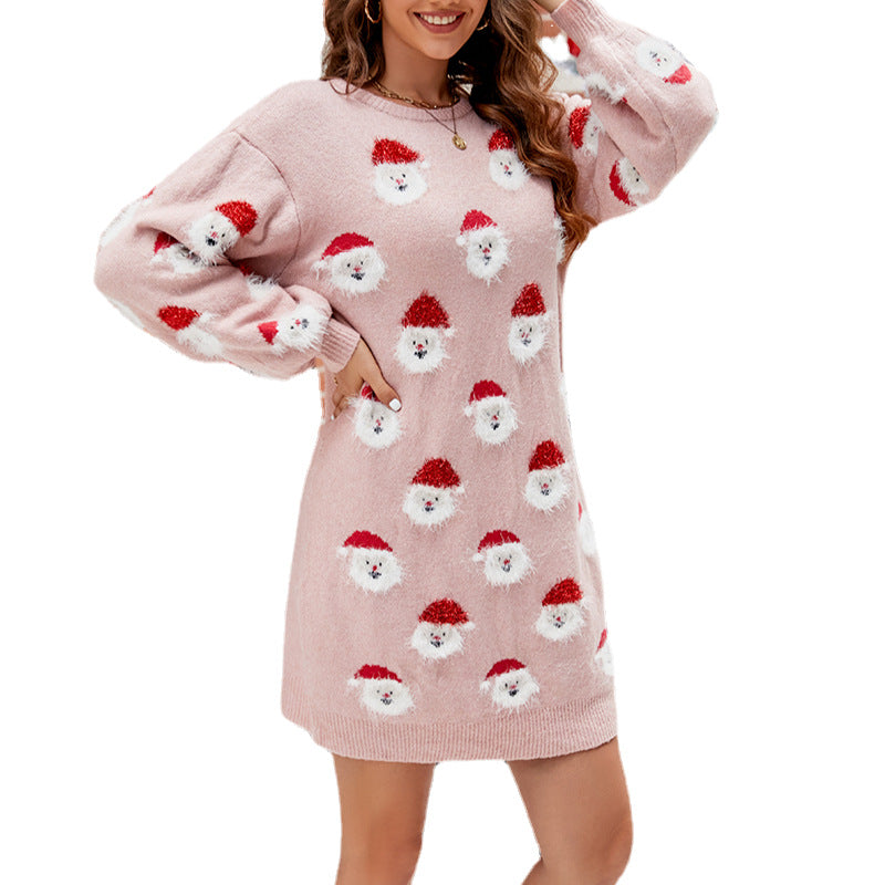 Women's Christmas Clothes Old Man's Head Dress Sweaters