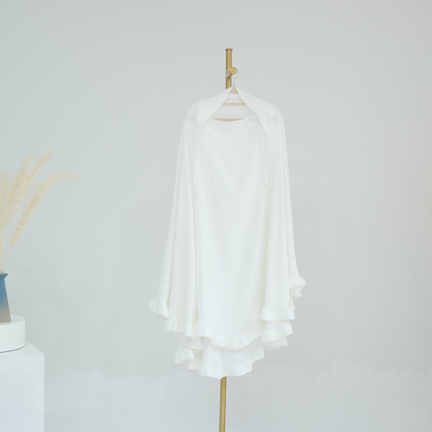 Pure Color Ruffles Big Swing Headscarf Dresses