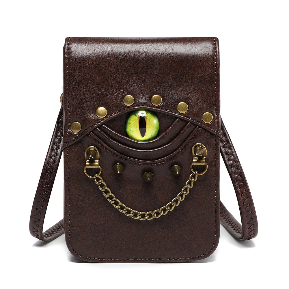 Women's Niche Retro Rivet Male Leather Mini Crossbody Bags