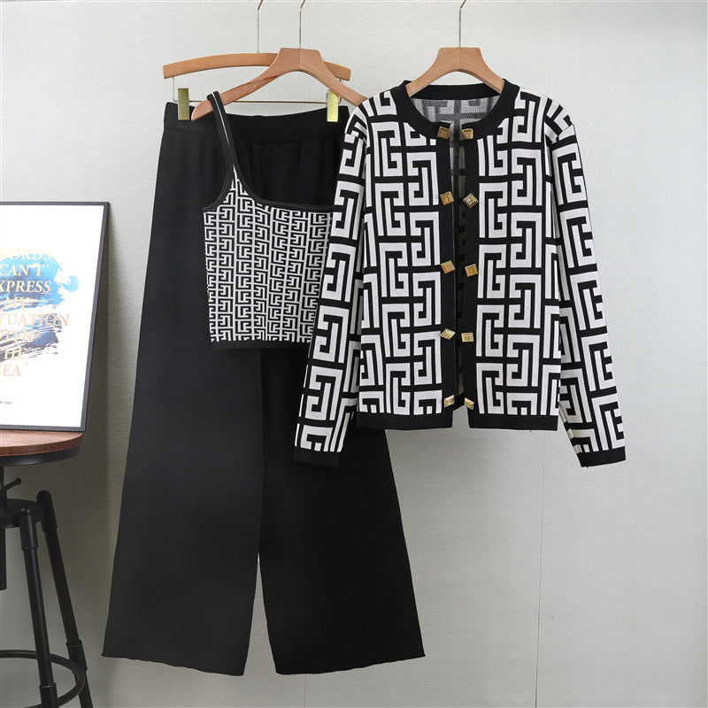 Women's Autumn Fashionable Knitted Sling Loose Fashion Suits