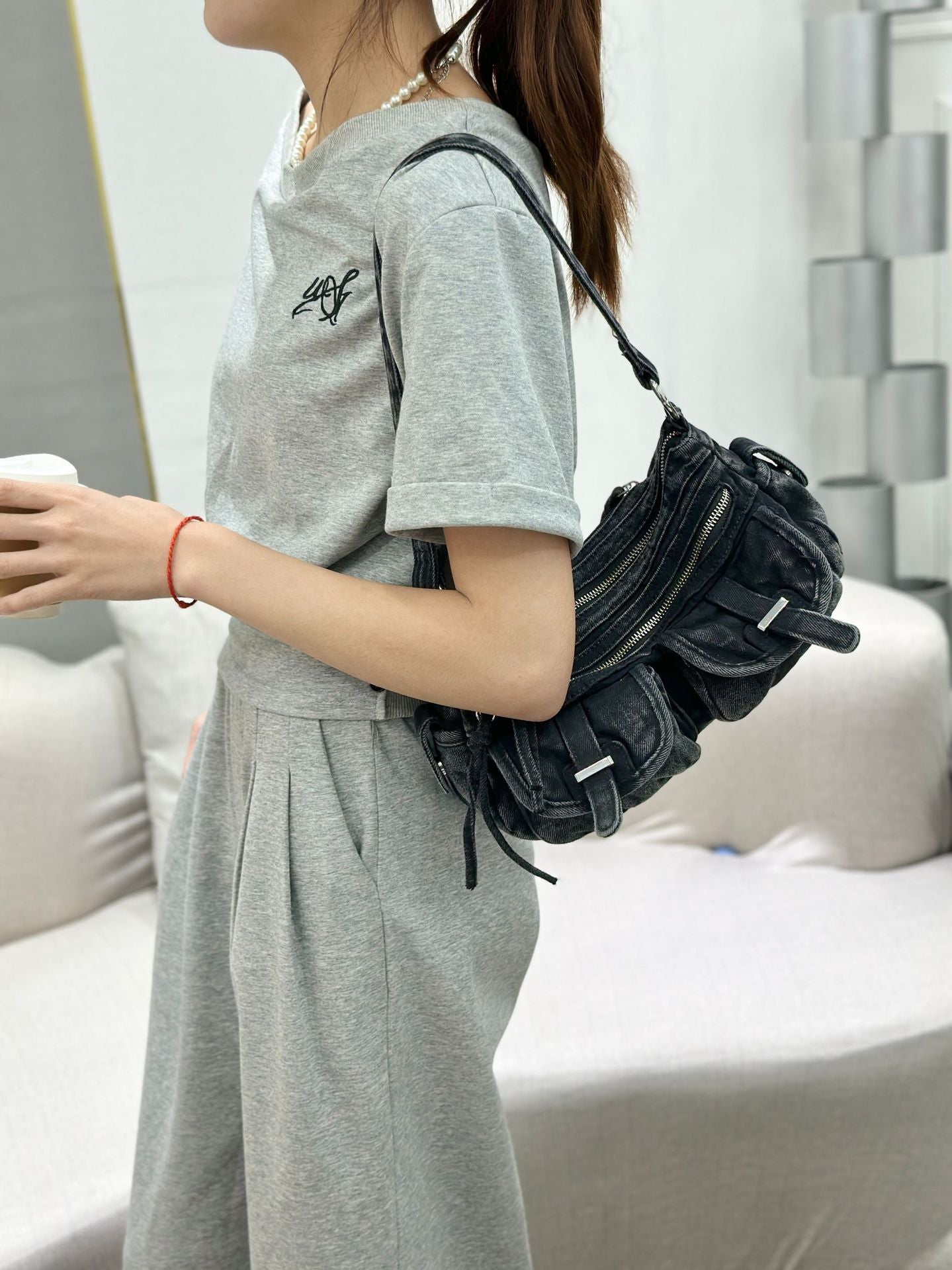 Women's Retro Fashion Underarm Trend Denim Armpit Bags