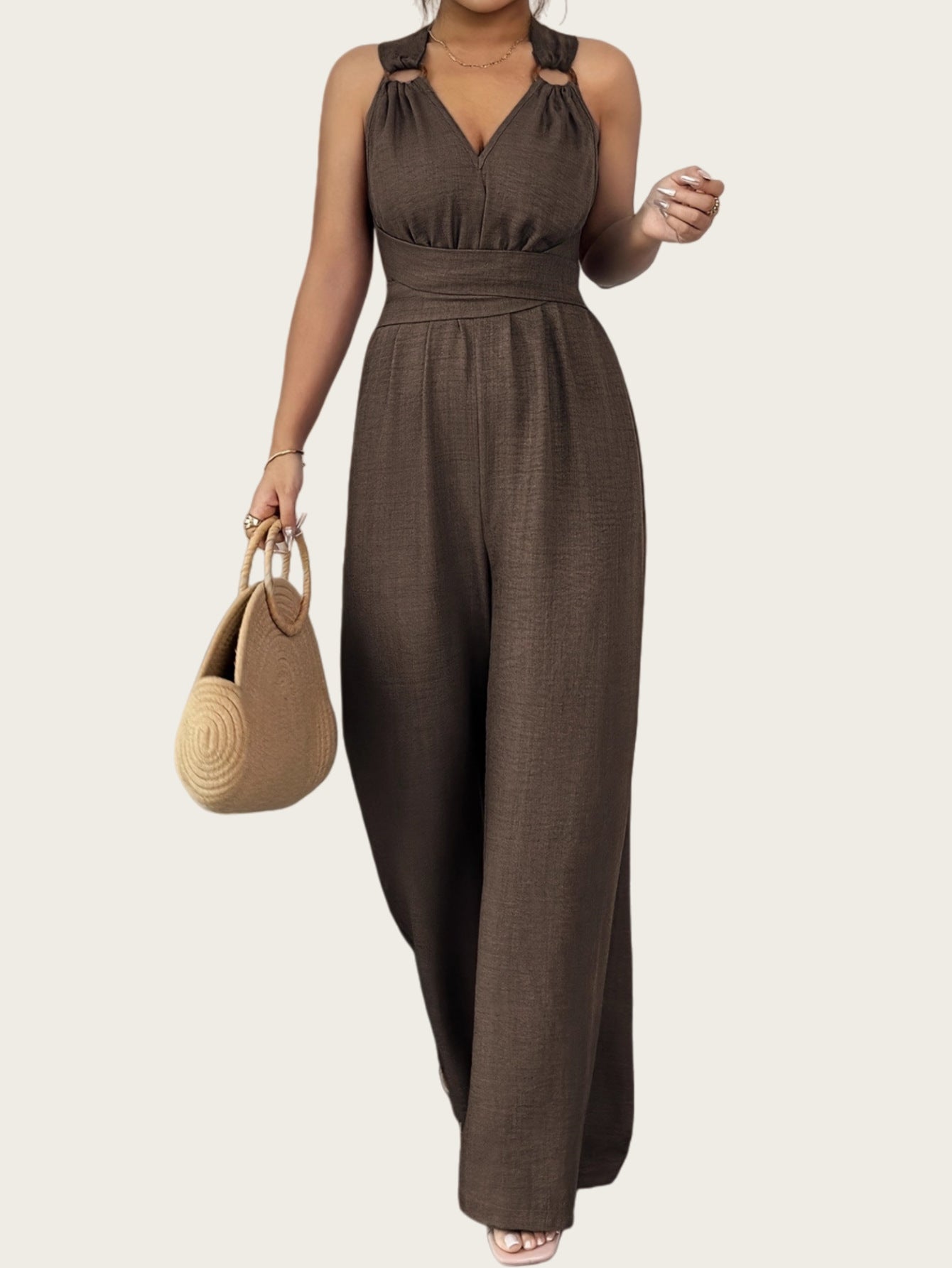 Women's Fashion Sexy Backless Cross Belt Wide Women's Jumpsuit/clothing