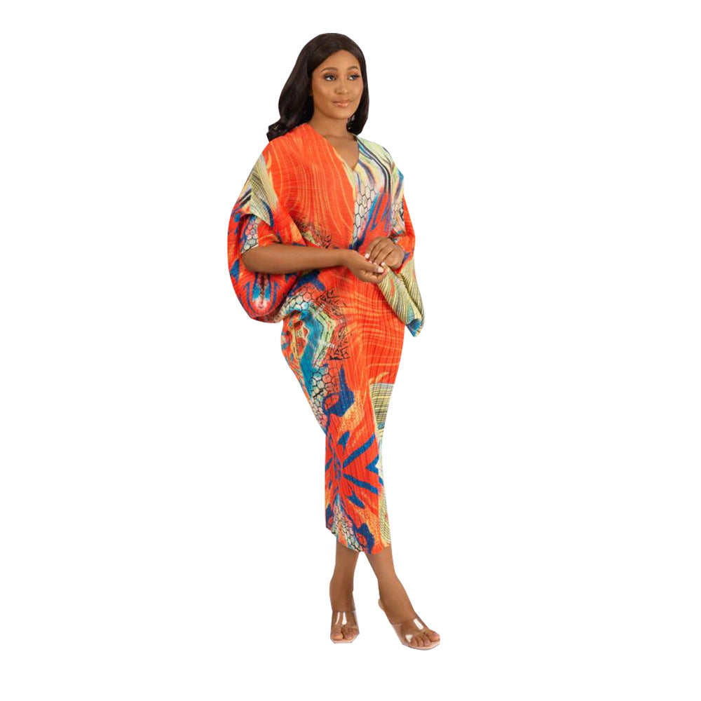 Women's Autumn Batwing Sleeve Printed Dress Dresses