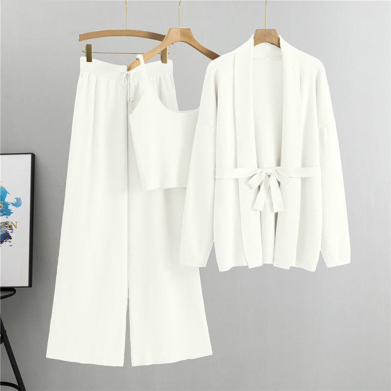 Women's Autumn Tide Knitted Sling Wide Leg Suits