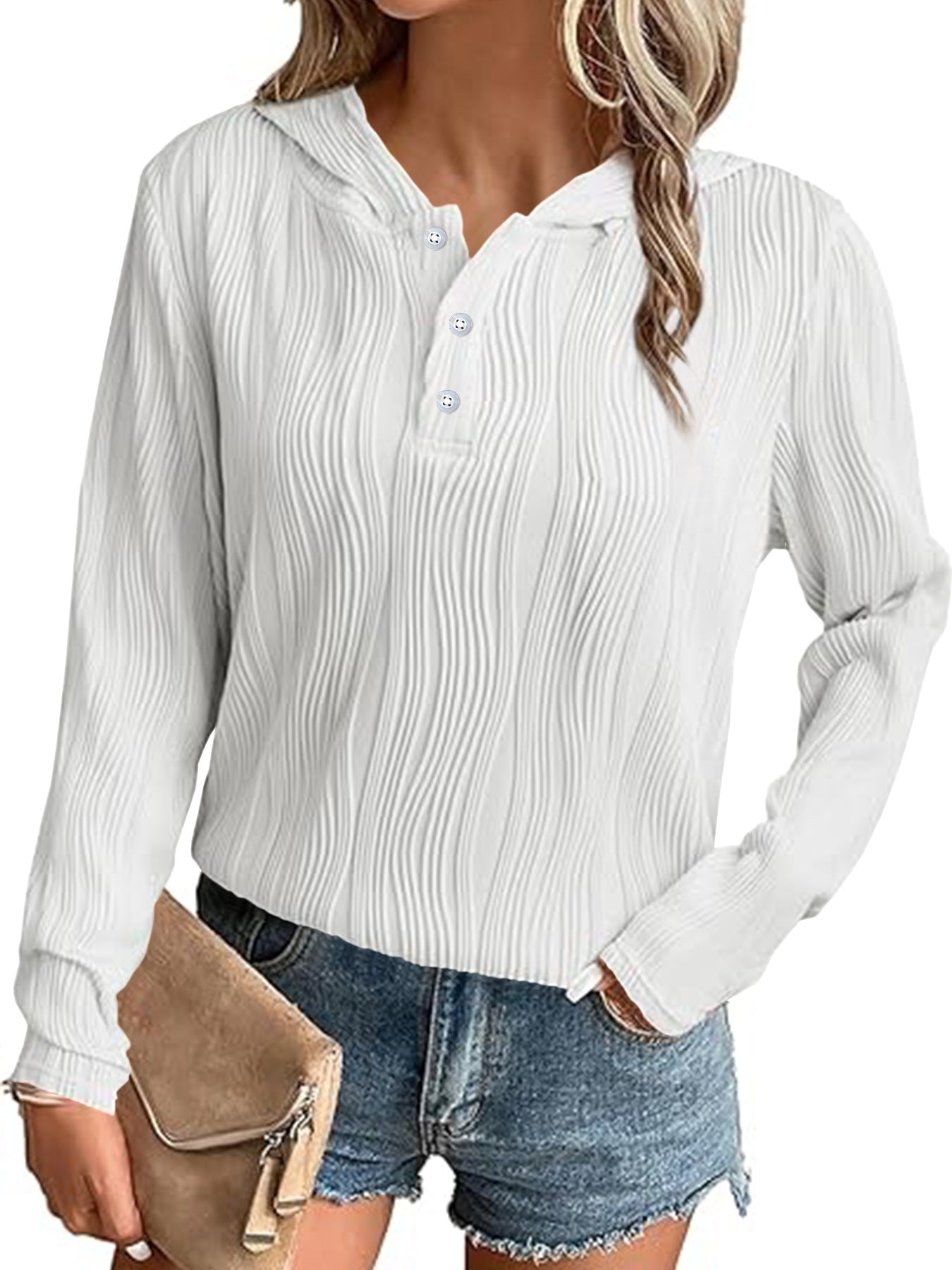 Women's Solid Color Hooded Casual For Women's Sweater, Sweater