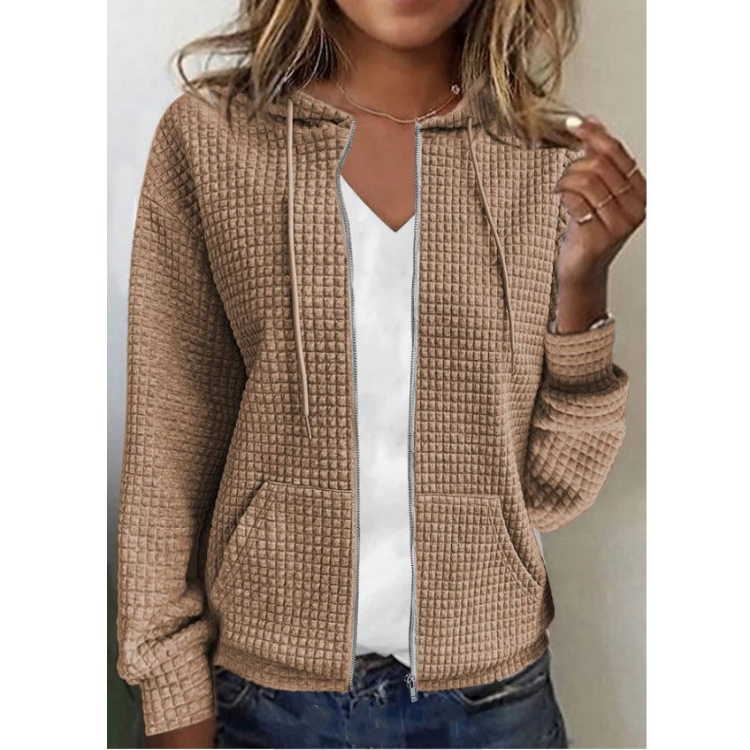 Glamorous Women's Zipper Hooded Long Sleeve Women's Sweater, Sweater