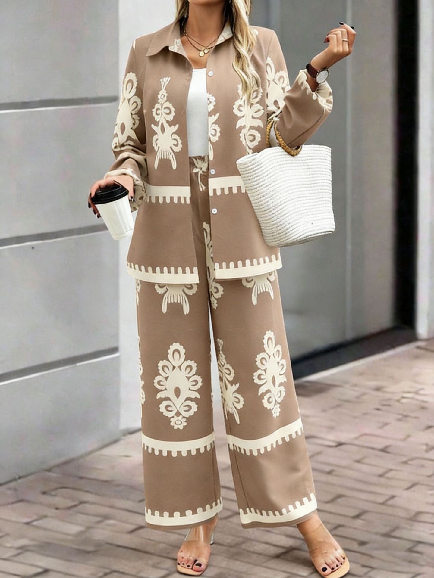 Women's Wear Style Printed Loose Trousers Two Fashion Casual Suit