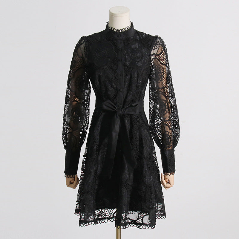 Women's Elegant Palace Style Lace Embroidered Jacquard Dresses