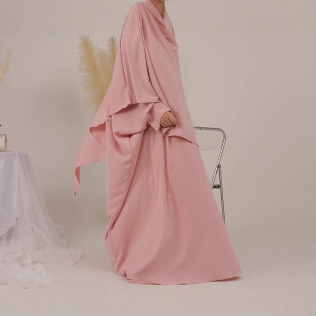 Swing Solid Color Batwing Sleeve Robe Dresses