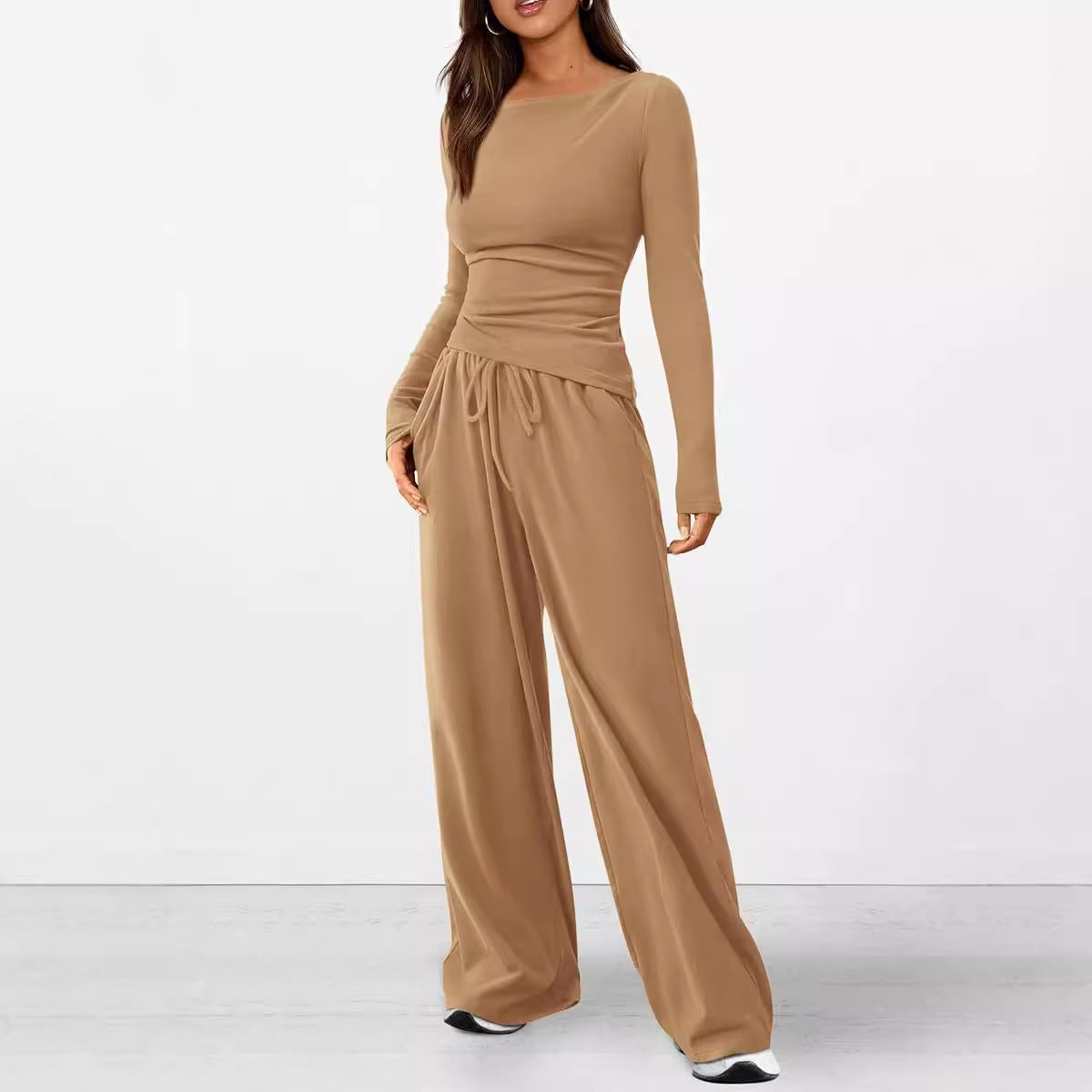 Autumn Asymmetric T-shirt Wide Leg Wear Fashion Casual Suit