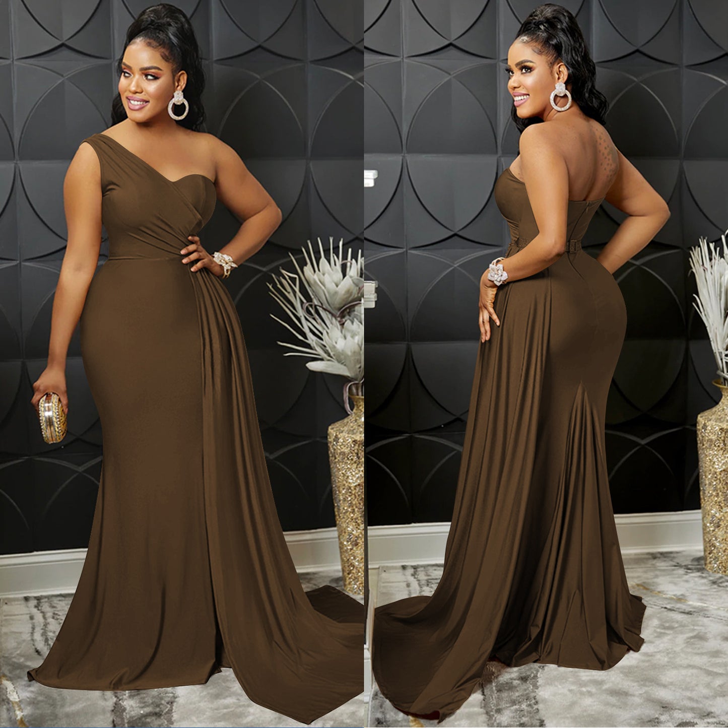 Women's Fashion Solid Color Party Tight Sleeve Dresses