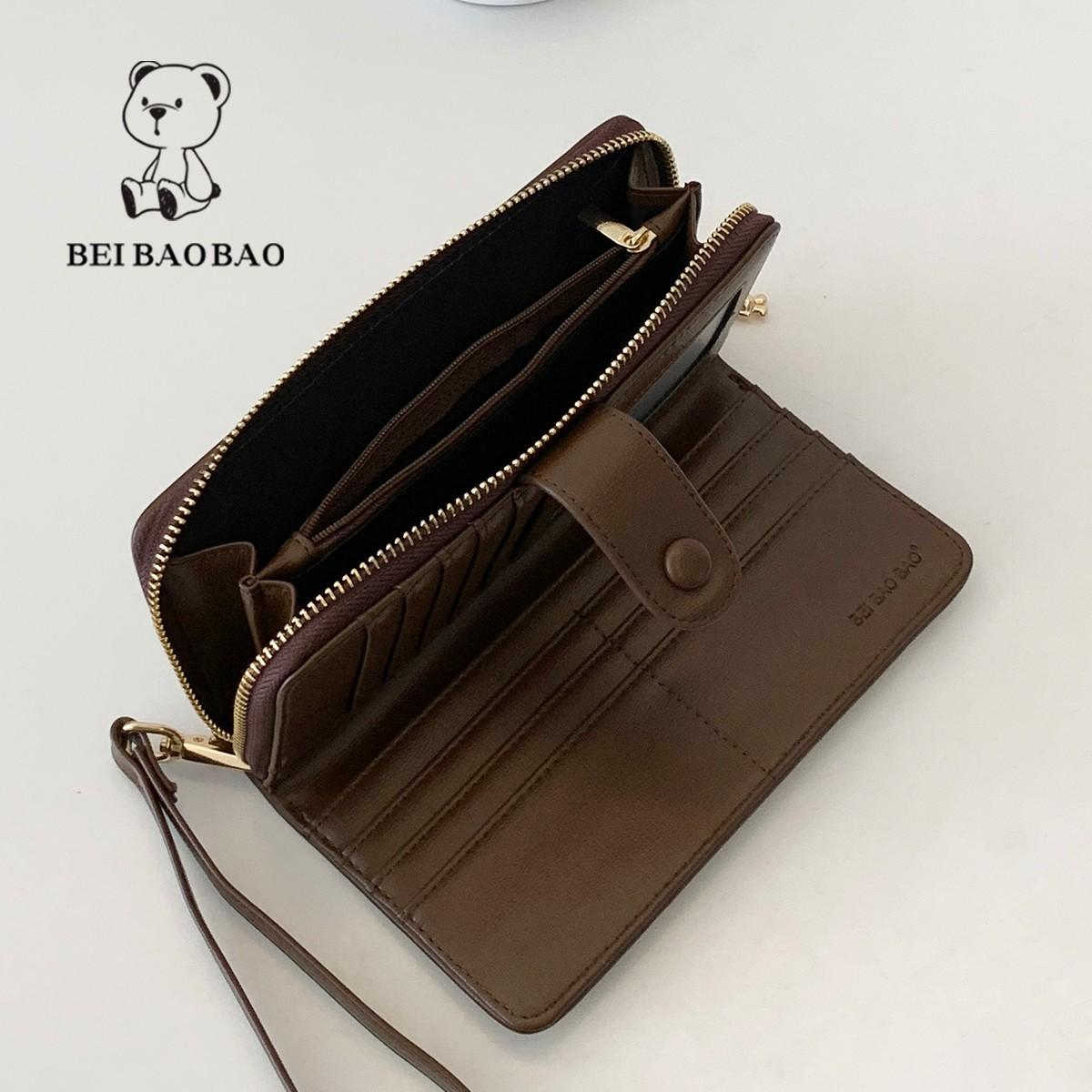 Women's Large Capacity Bear Embroidery Canvas Folding Ladies Wallets