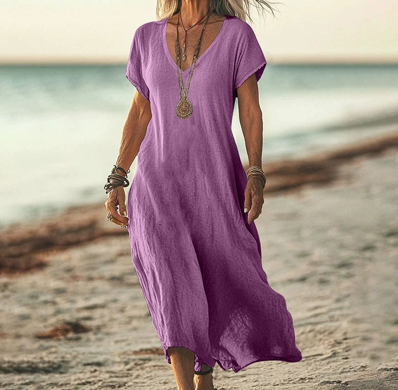 Women's Cotton Linen Summer High-grade Temperament Female Skirts