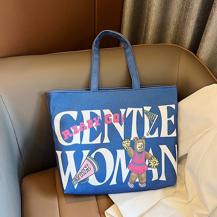 Letter Print Large Capacity Canvas Texture Tote Bags