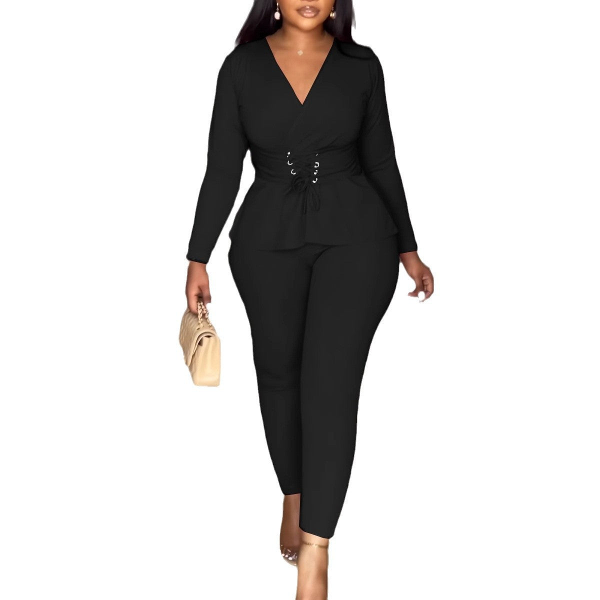 Beautiful Solid Color Stretch Long Sleeve Jumpsuits