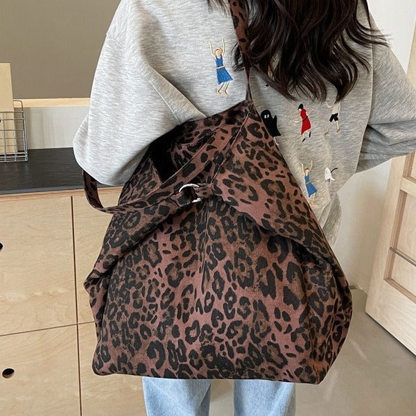 Women's Leopard Print Canvas Commuter Idle Style Bags