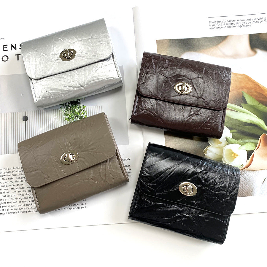 Women's Crack Flip High Sense Storage Simple Ladies Wallets