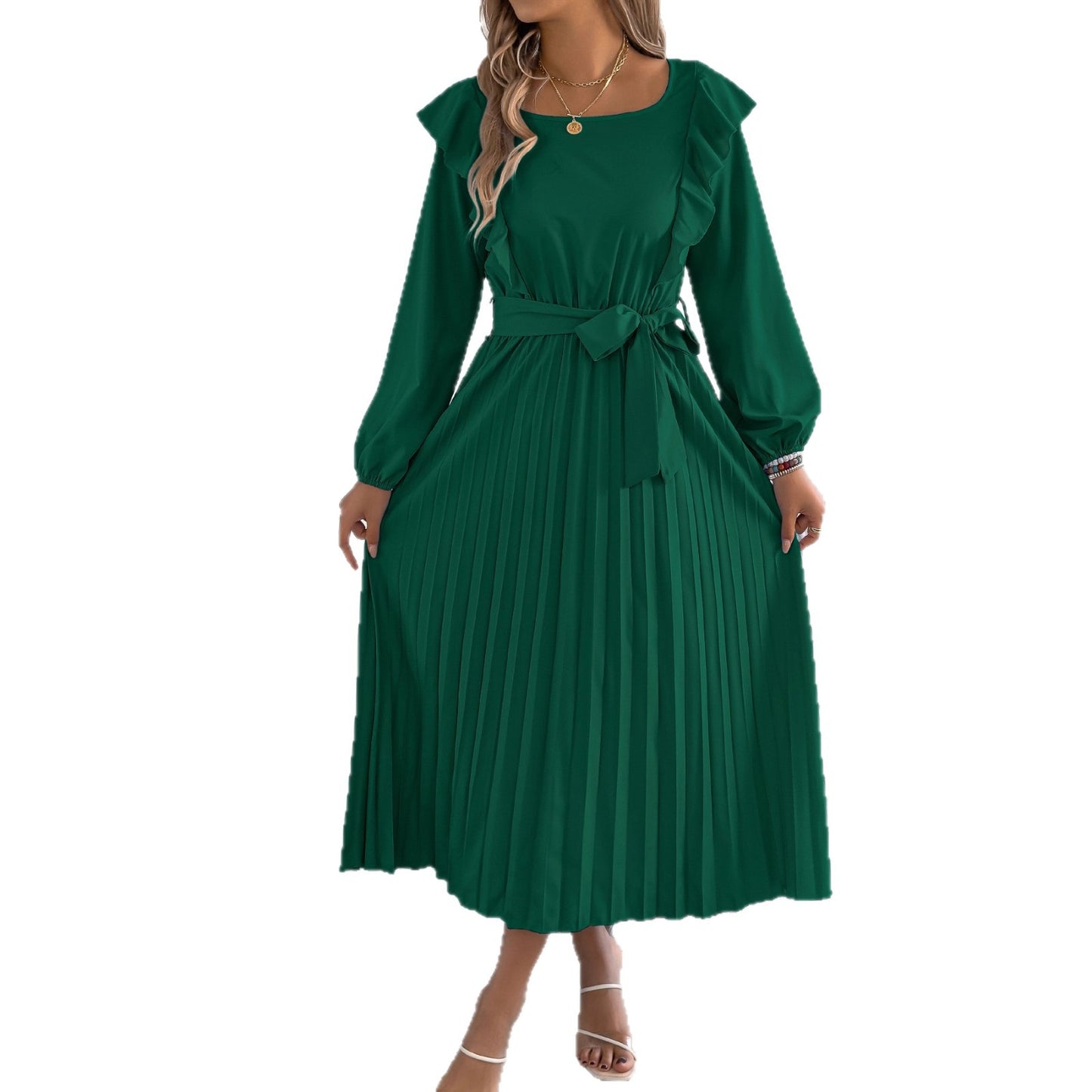Women's Elegant Ruffles Square Collar Long Sleeve Clothing