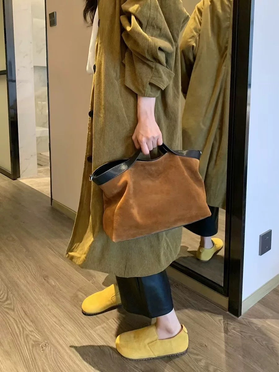 Women's Genuine Leather Frosted Cowhide Simple Versatile Handbags