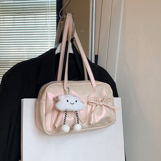 Women's Style Fashion Bow Pleated Glossy Underarm Bags