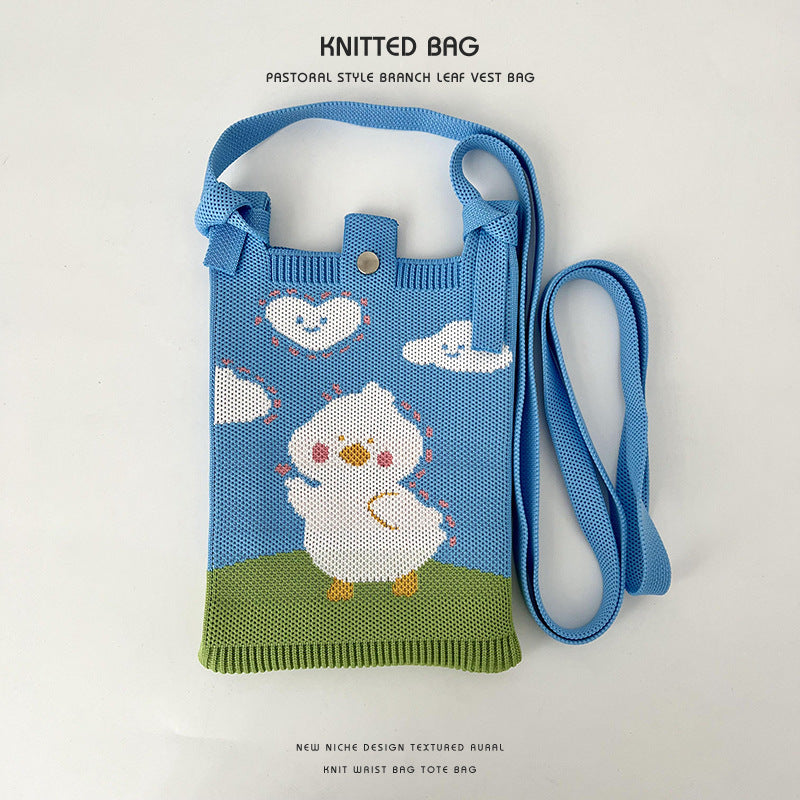 Fashion Cartoon Monster Knitted Portable Adjustable Phone Bags