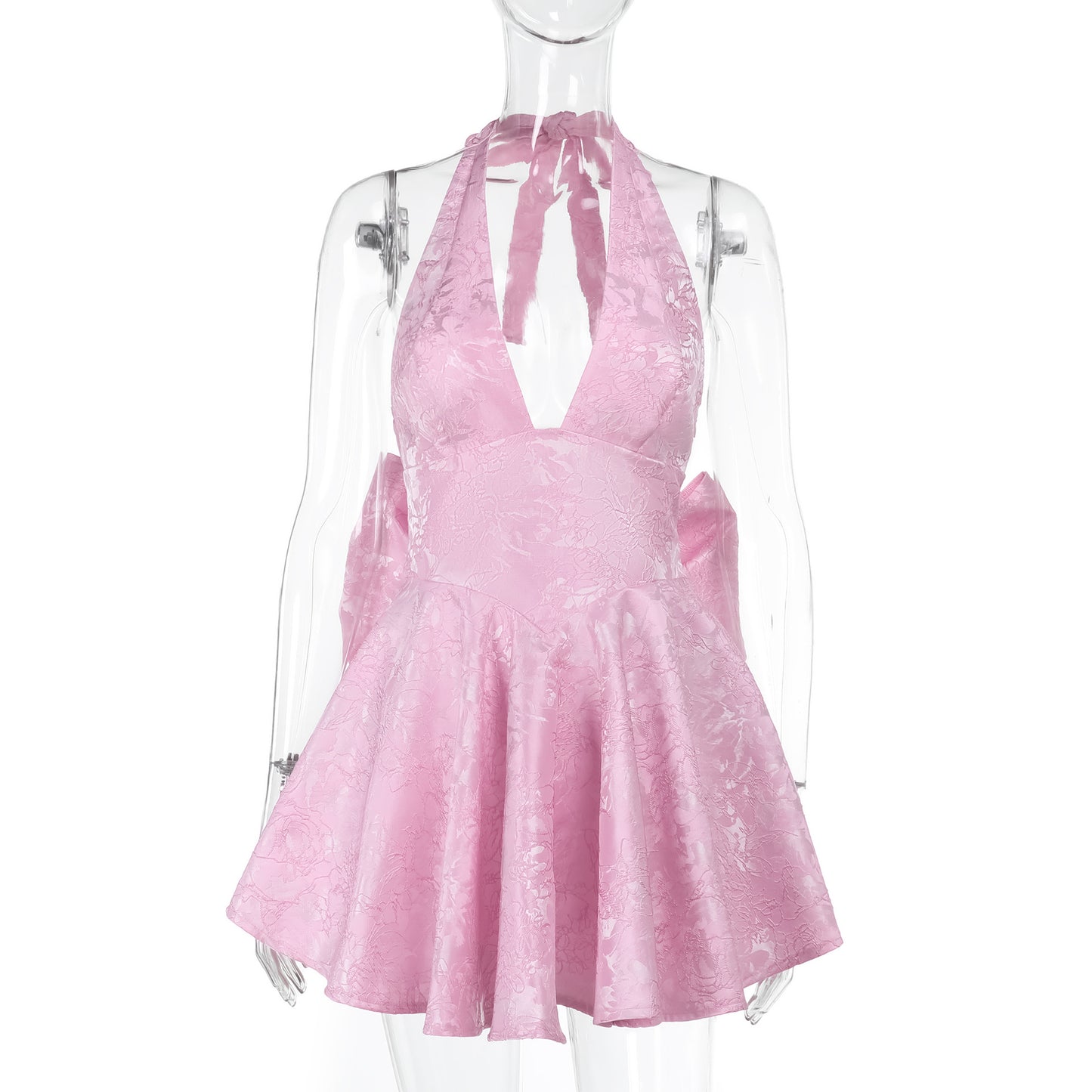 Women's Spring Style Elegant Sexy Slim Jacquard Halter Dresses