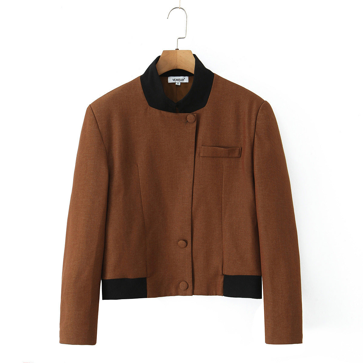 Women's Solid Color Elegant Padded Shoulder Stitching Jackets