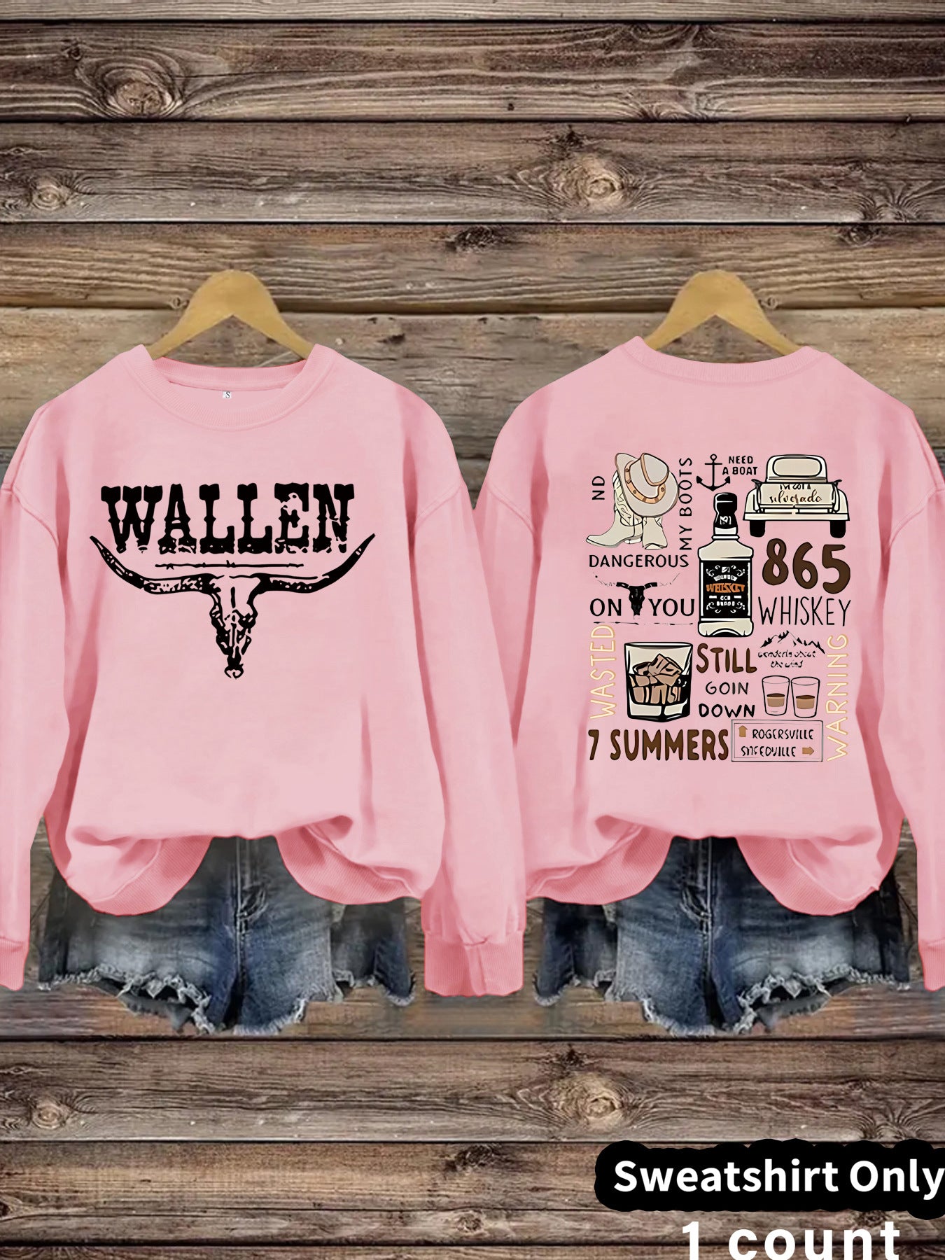 Cow Head Letter Pattern Printed Round Neck Versatile Casual Women's Sweater, Sweater