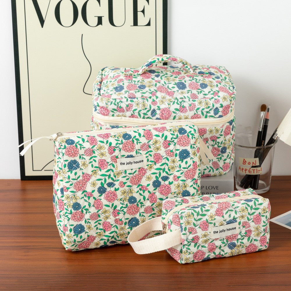 Portable Large Capacity Floral Storage Carrying Cosmetic Bags