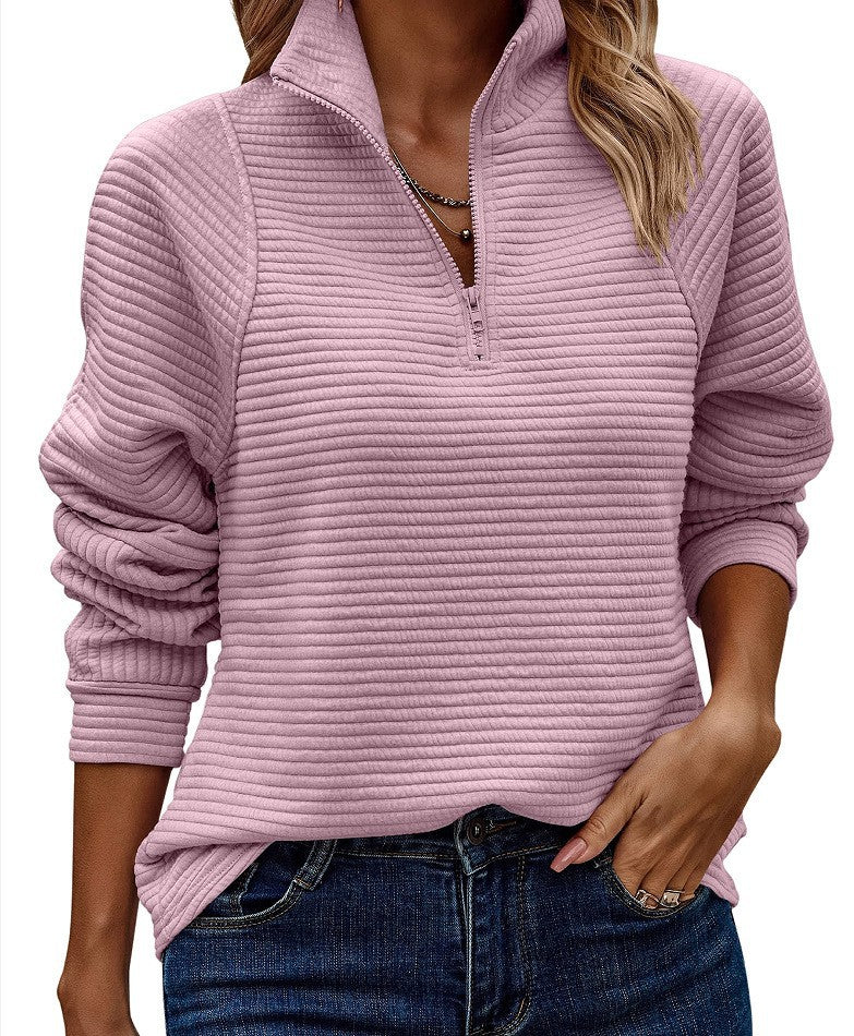 Comfortable Loose Snake Bone Pattern Solid Women's Sweater, Sweater