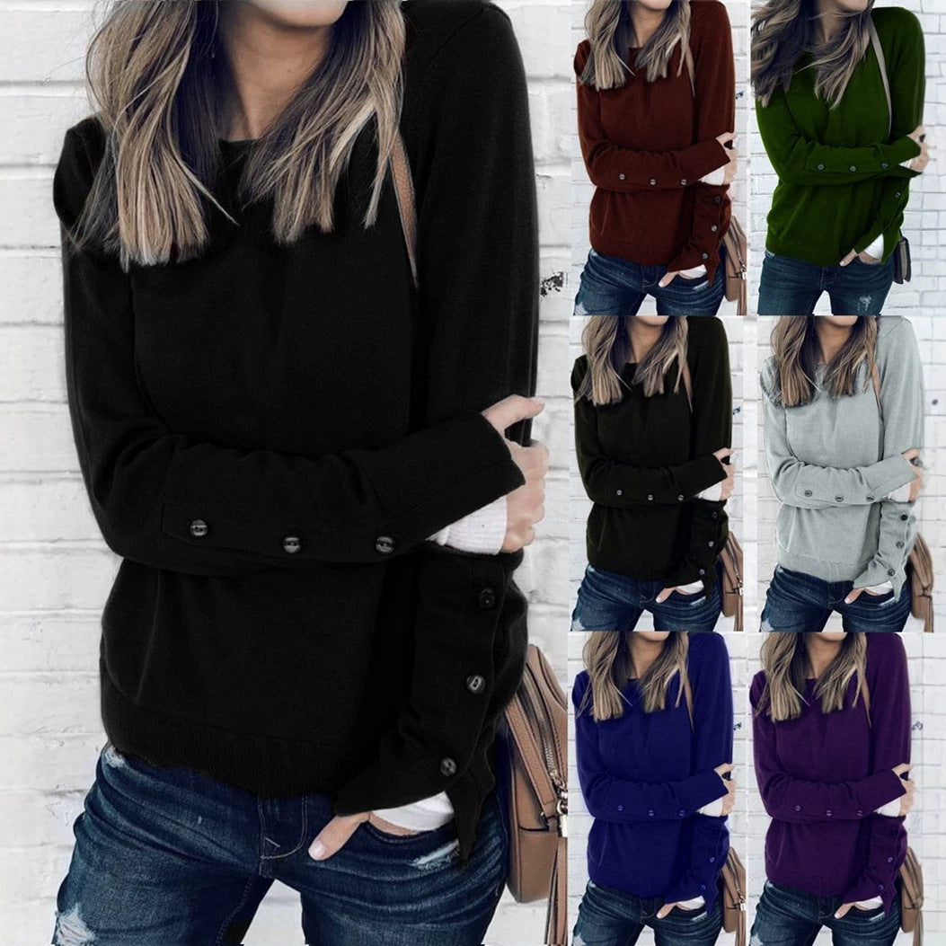 Women's Round Neck Long Sleeve Bottoming Shirt Sweaters