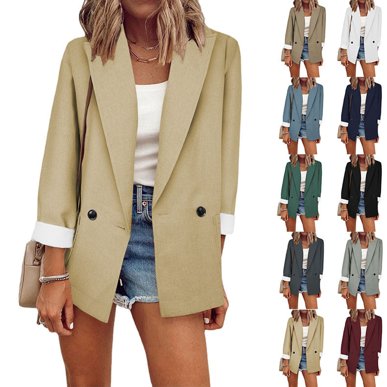 Fashion Solid Color Single Long Sleeve Small Suit
