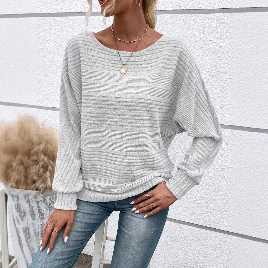 Women's Comfort Casual Solid Color Long Sleeve Round Neck Splicing Pullover Women's T-shirt
