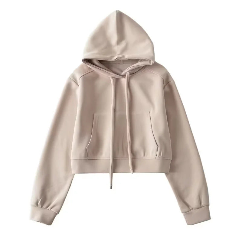 Women's Basic Hooded Large Pocket High Waist Sweaters