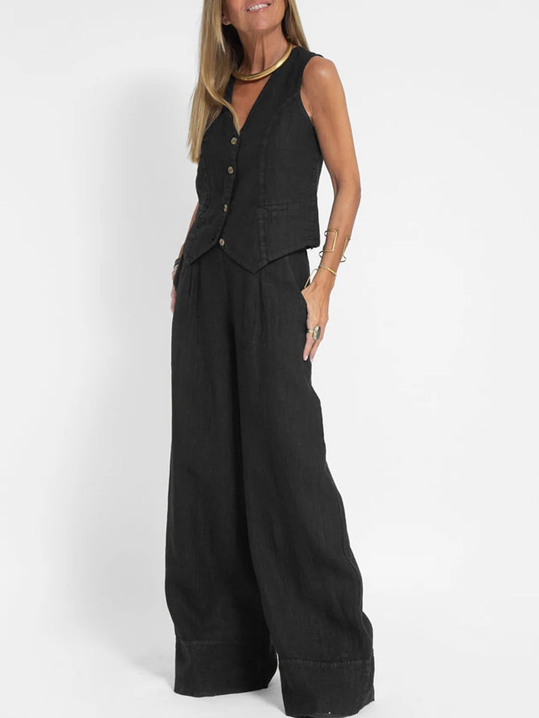 Trousers Patchwork Pure Sleeveless Color Temperament Fashion Casual Suit