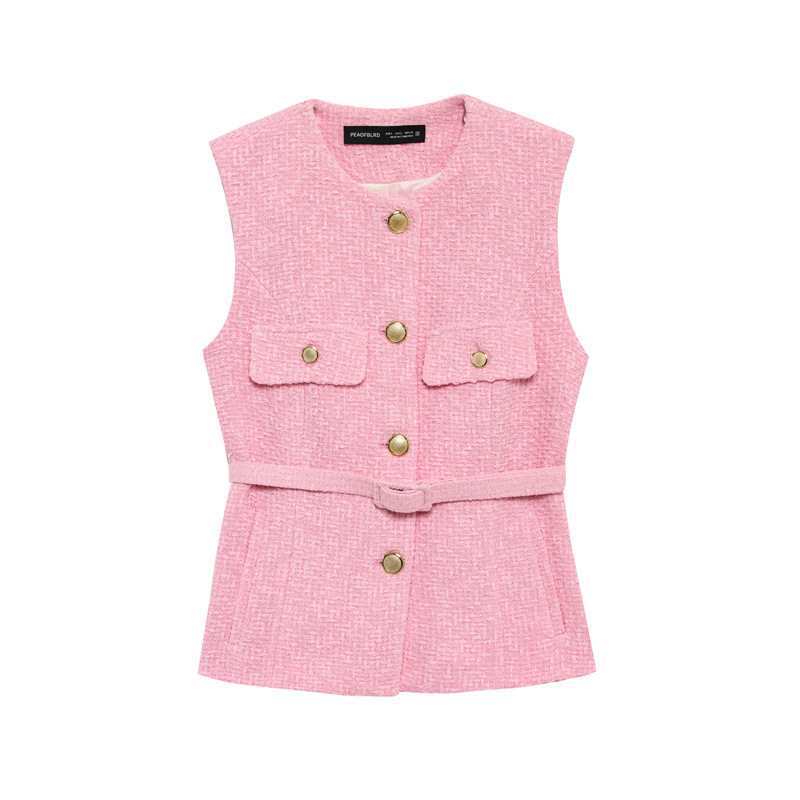 Metal Buckle With Round Neck Punk Vests