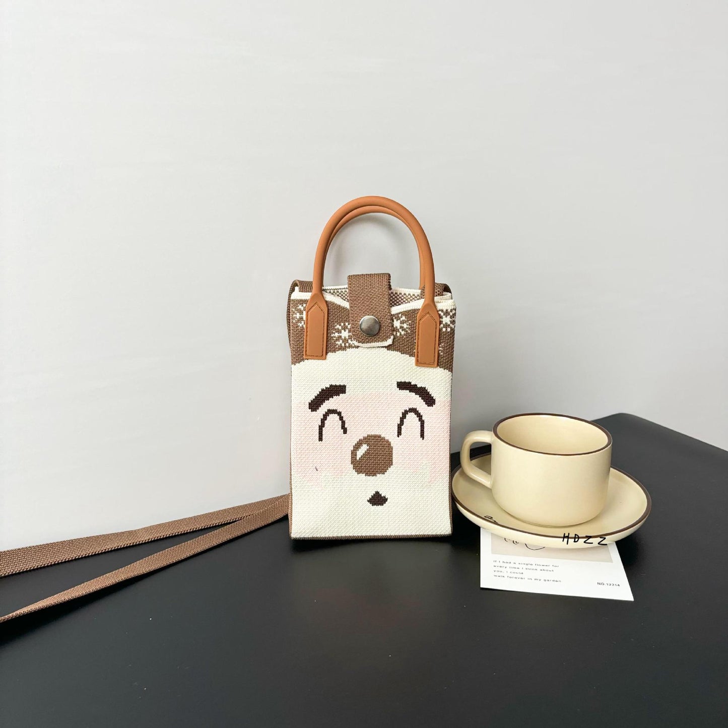 High Sense Mobile Cartoon Knitted Dopamine Bags