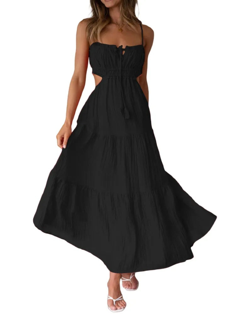 Women's Summer Temperament Camisole Sexy Cutout Long Dress Backless Dresses