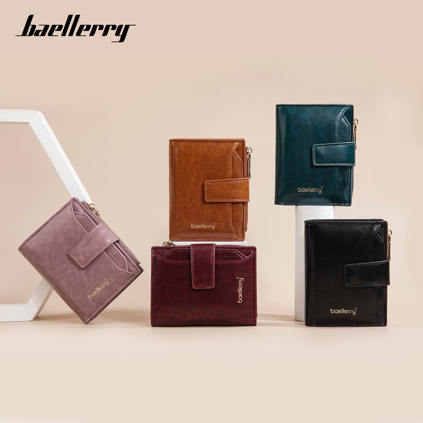 Women's Short Multiple Slots Snap Button Multifunctional Ladies Wallets