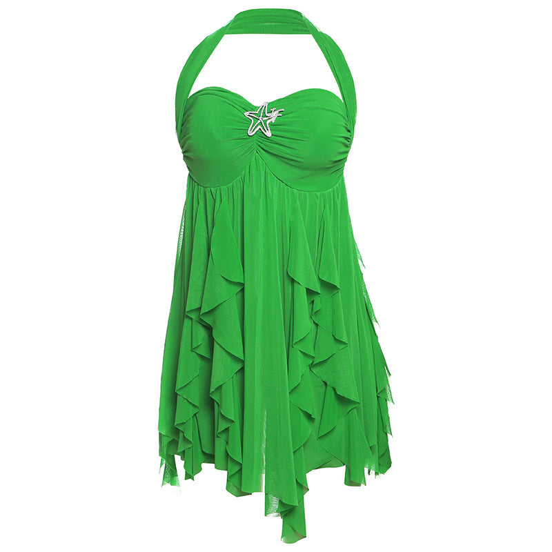 Women's Summer Sexy Halter Backless Irregular Dress Dresses