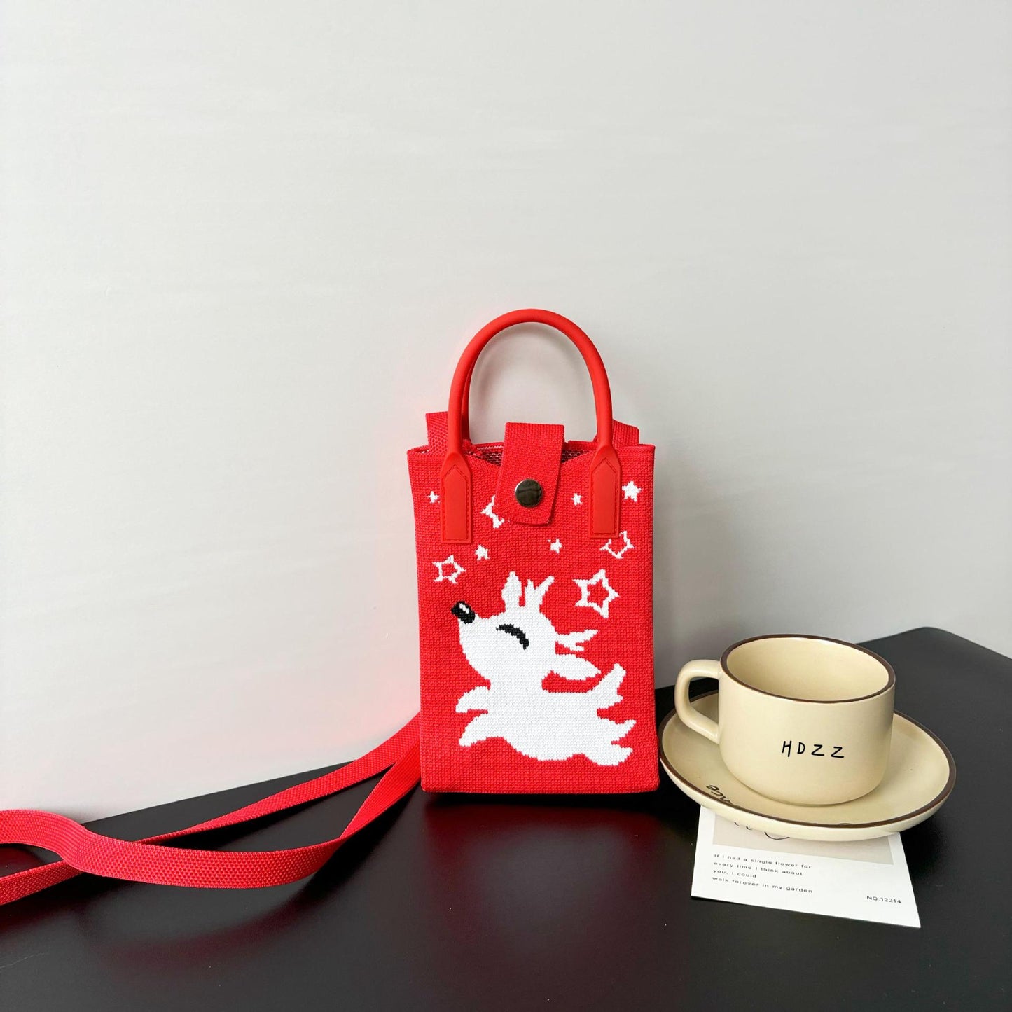 High Sense Mobile Cartoon Knitted Dopamine Bags