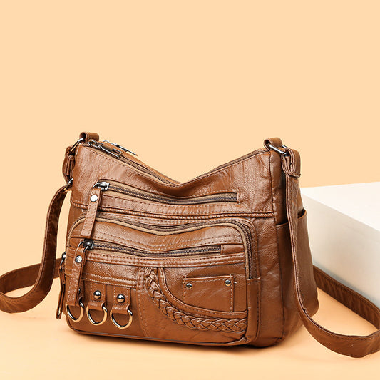 Women's Innovative Mother's Trendy Washed Leather Crossbody Bags