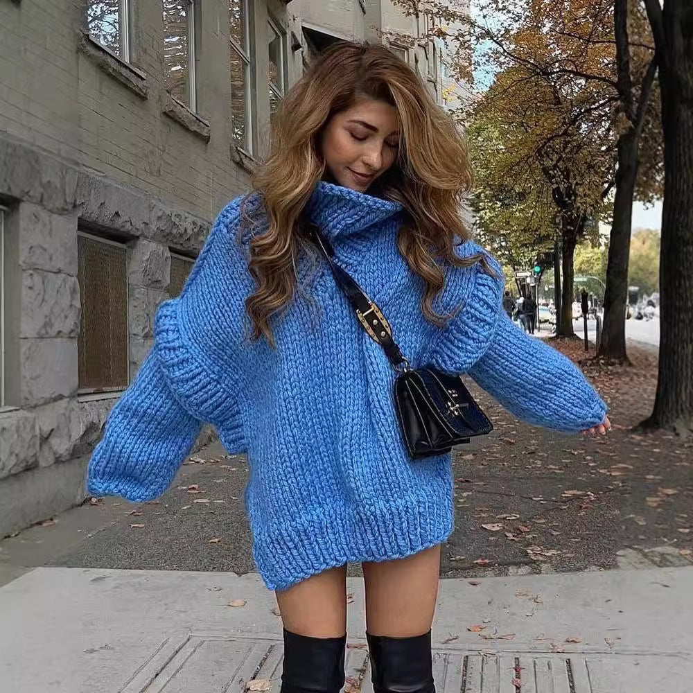 Women's Pullover Fluffy Long Sleeve Turtleneck Sweaters