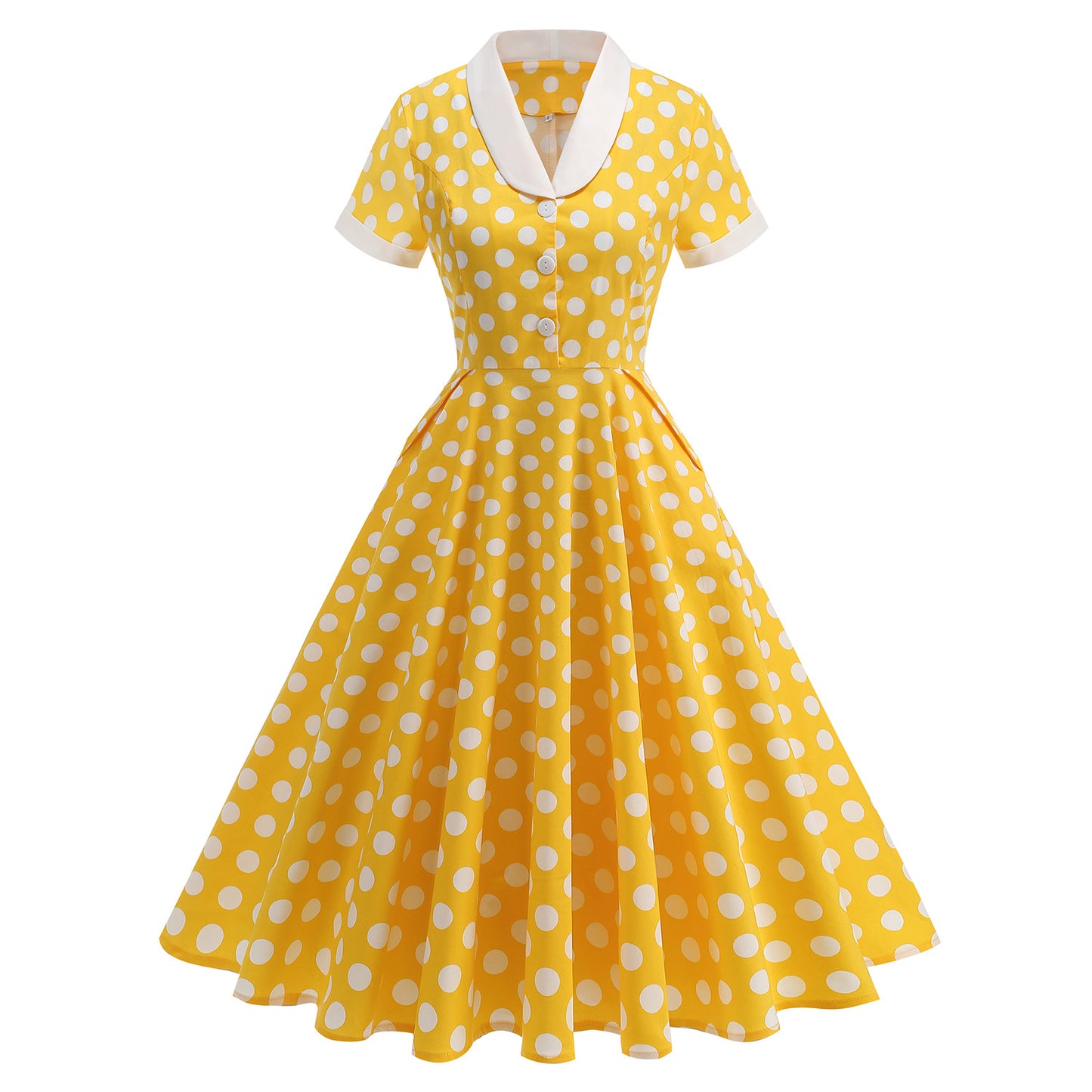 Women's Hepburn Style Retro Spring Travel Court Tight Waist Light Dresses
