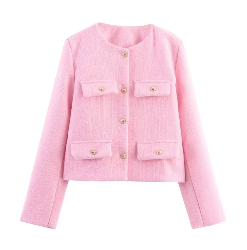 Women's Spring Street Fashion Casual Flip Trim Coats