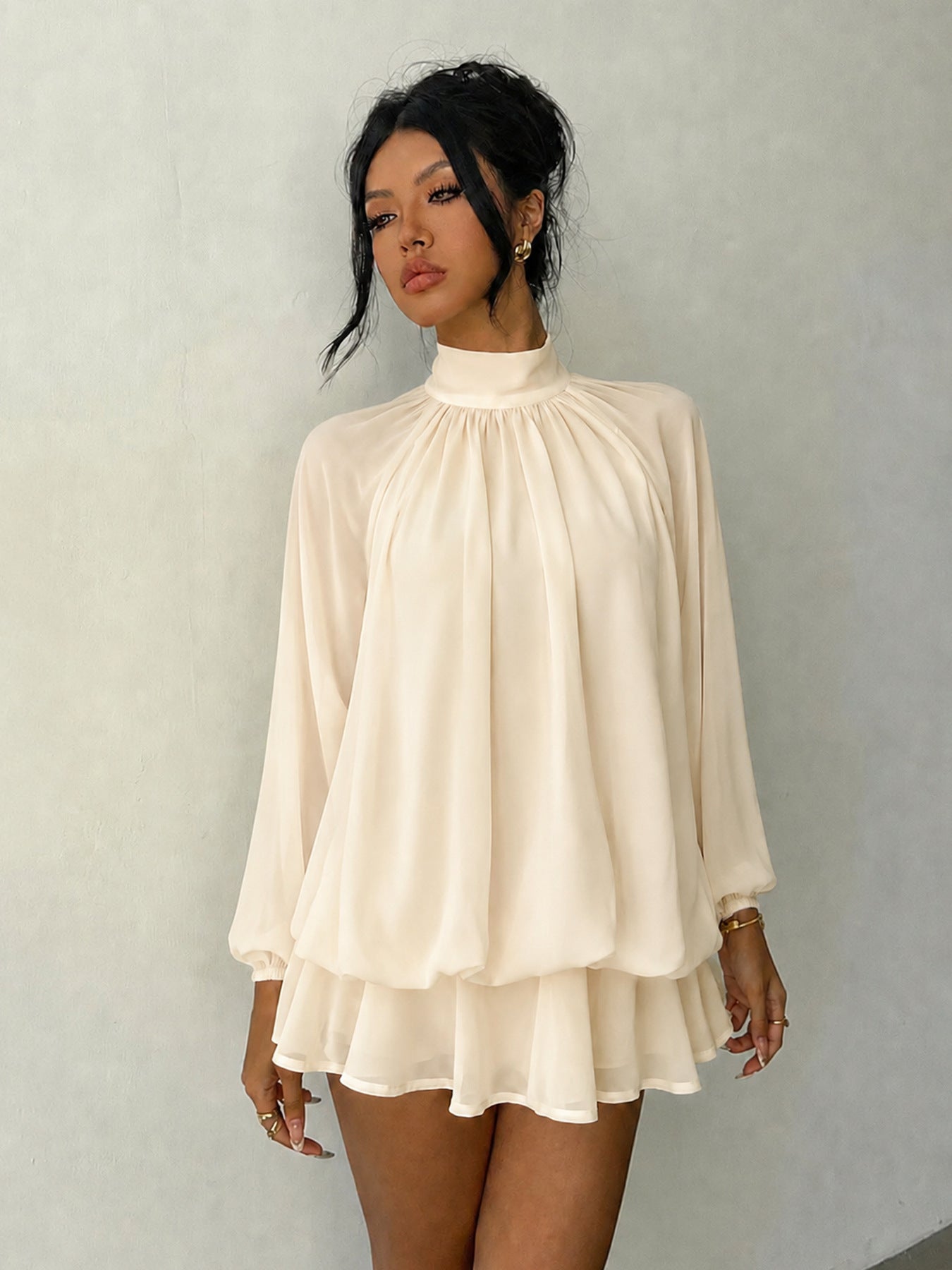 Women's Long-sleeved Versatile Fashion Slimming Solid Color Dress