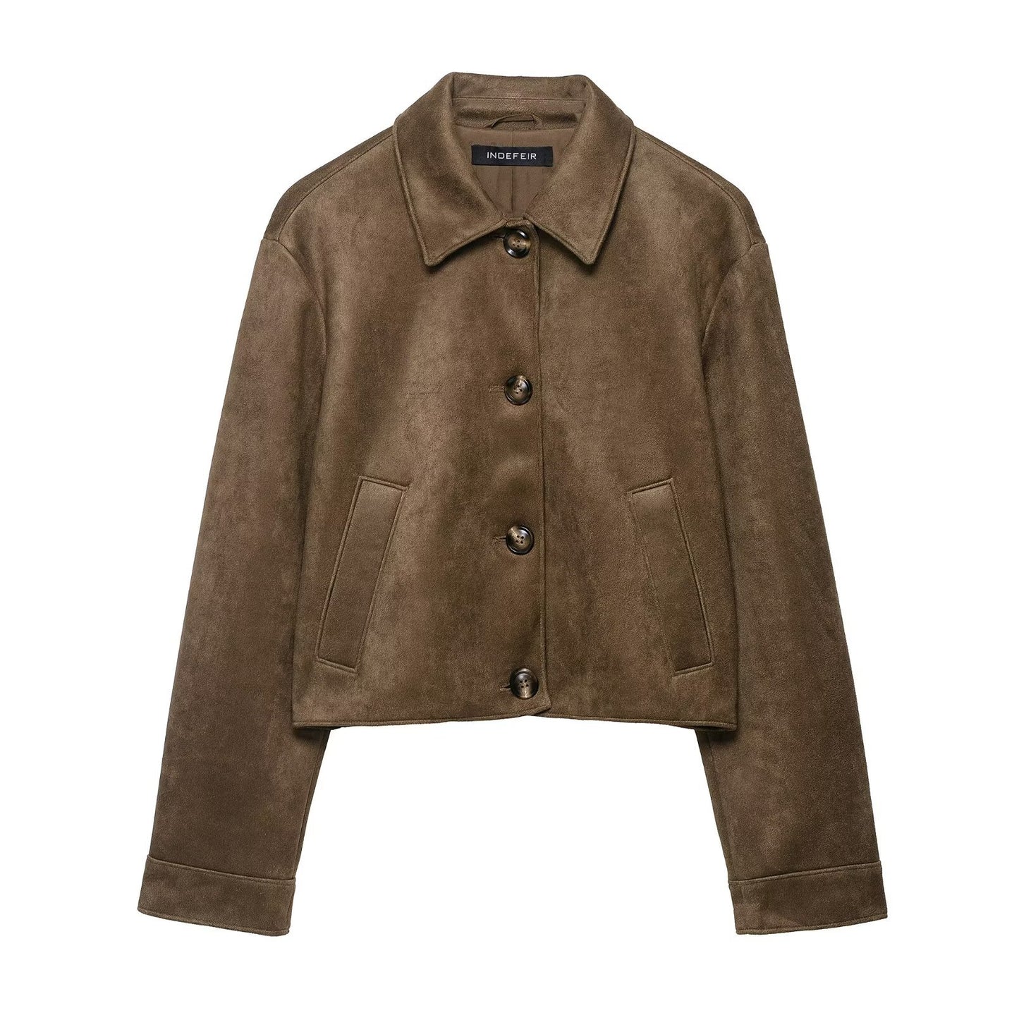 Women's Fashion Suede Texture Effect Casual American Jackets