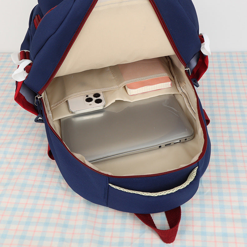 Good-looking Mori Style Contrast Color Drawstring Middle School Students' Schoolbags