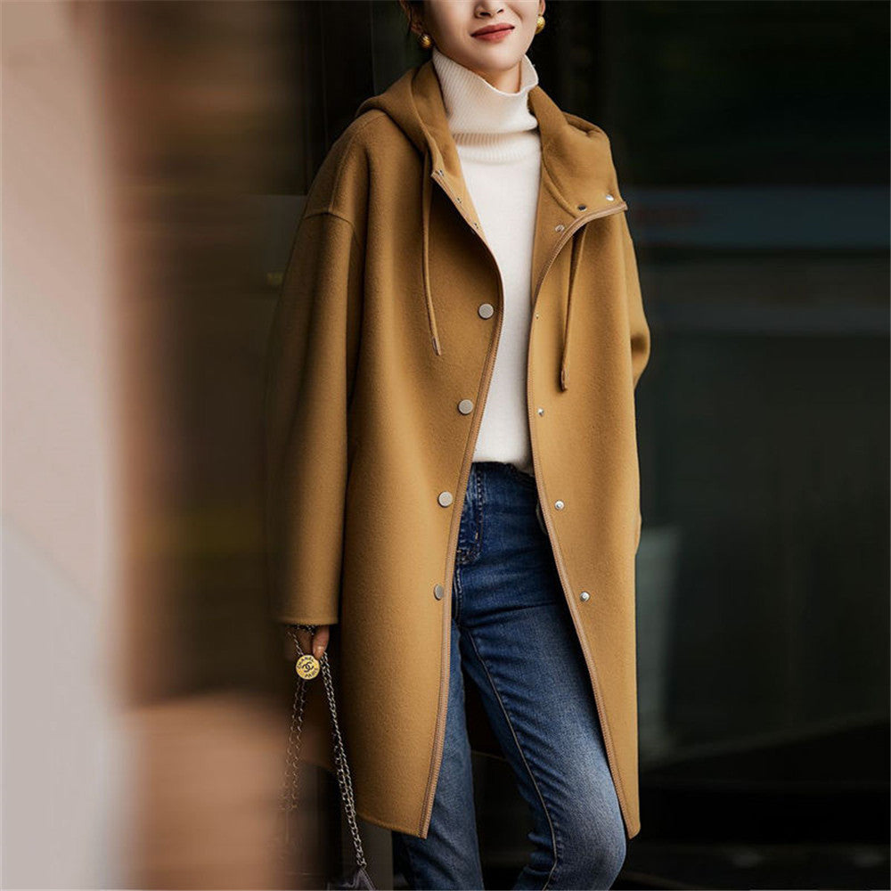 Women's Hooded Long Sleeve Casual Solid Color Coats