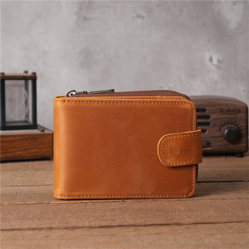 Men's Genuine Leather License Expanding First Layer Card Holder